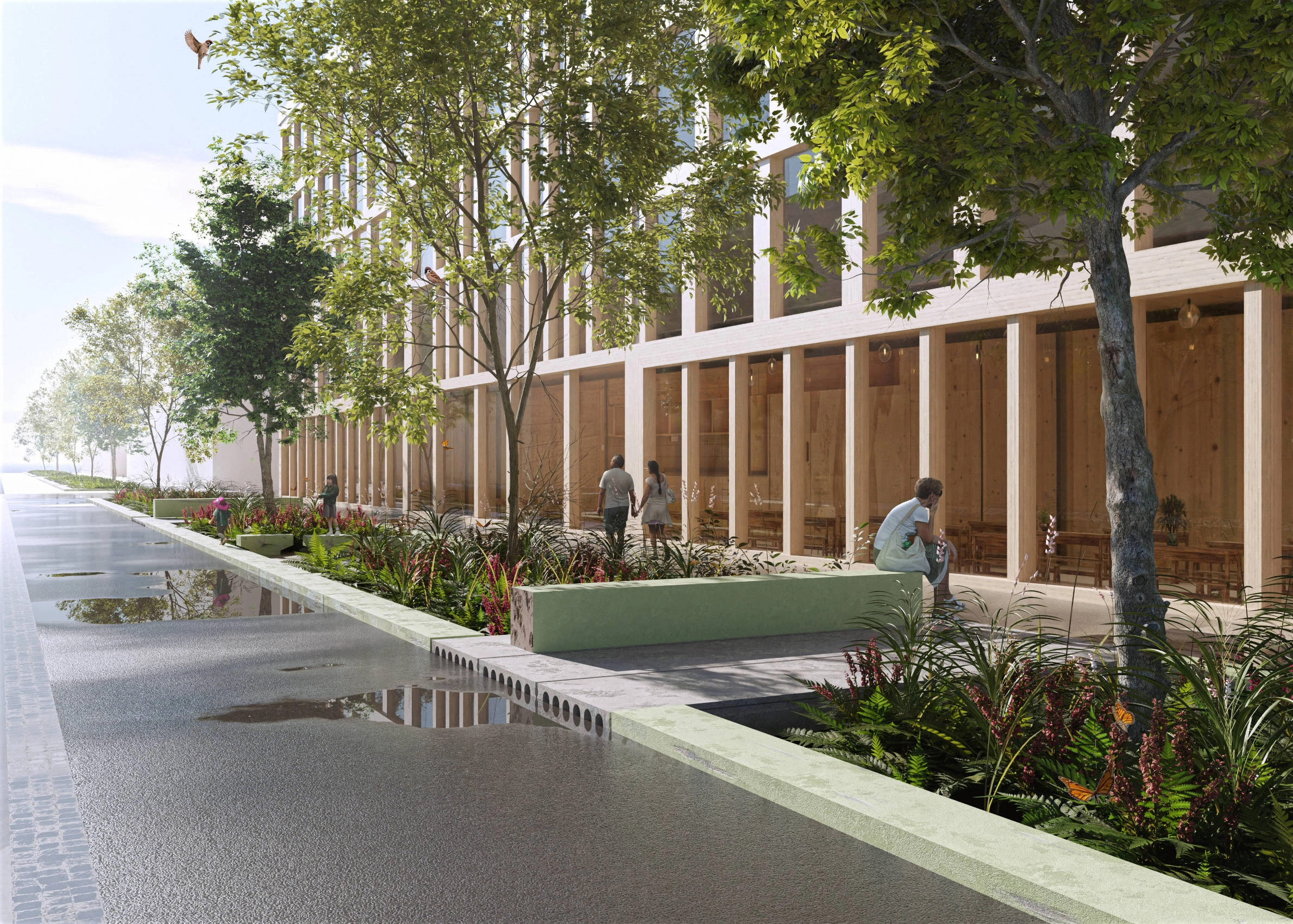 Raingarden reuse concept utilized in Kera residential area public street.